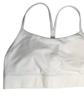 CRZ YOGA White Sports Bra Power Y Padded Cups (Optional Removable) Crop Top M